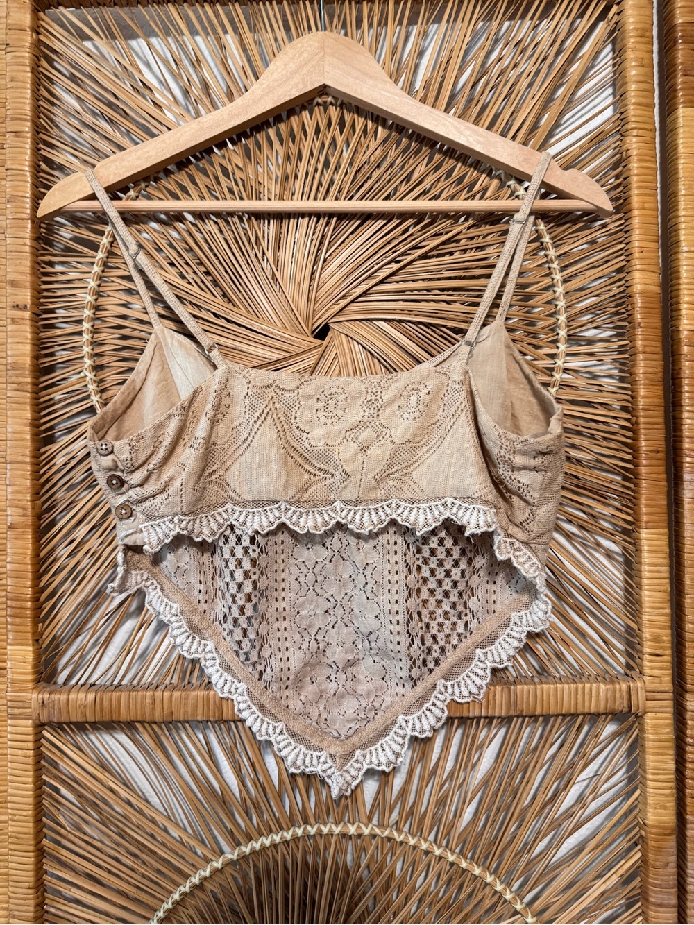 Free People Set| OOAK Hand Tea Dyed by me| Boho Lace Maxi Skirt - Beige| Sz: 2 - Picture 6 of 16